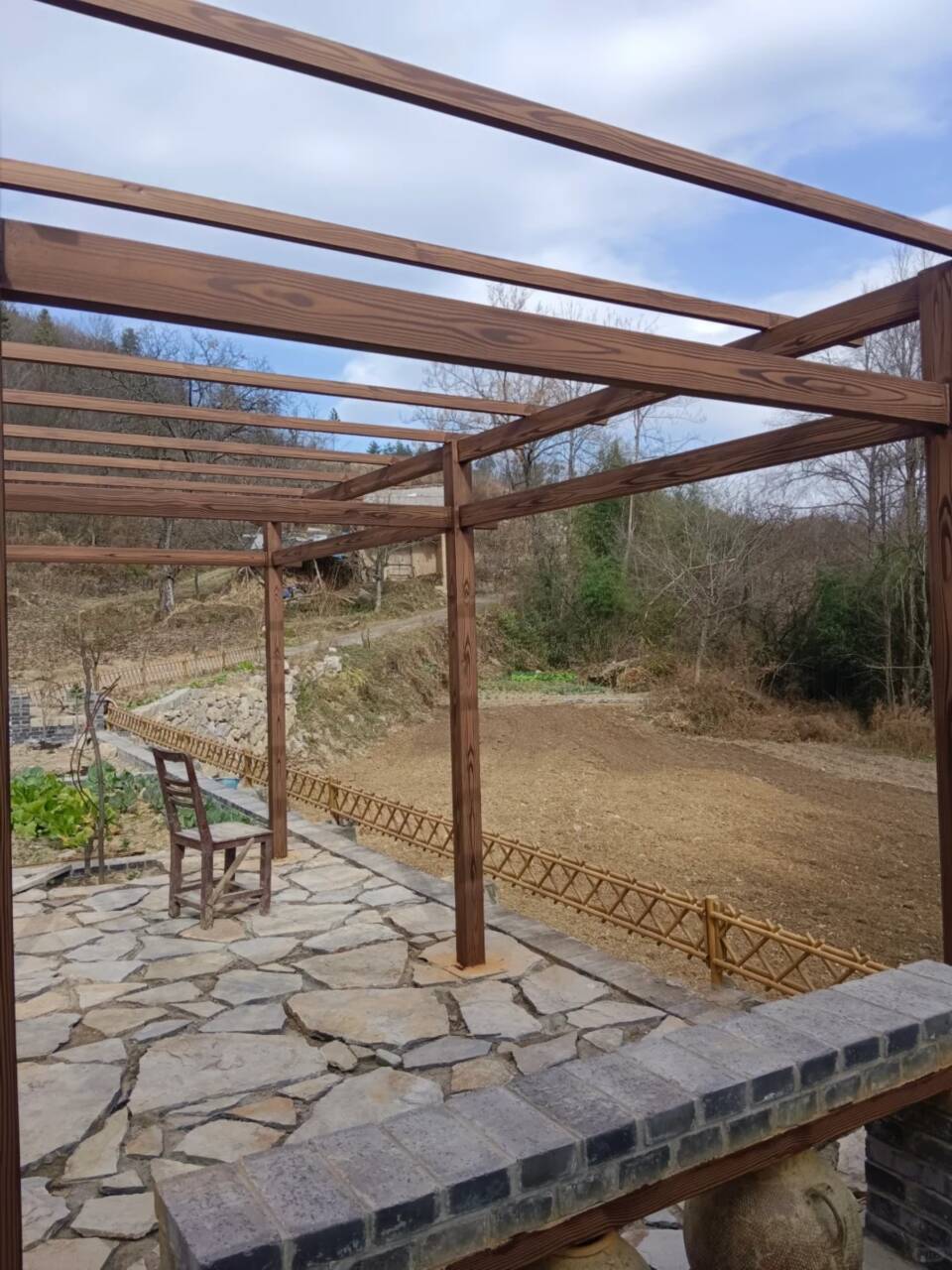 不锈钢仿木纹漆,长廊花架木纹漆,水性木纹漆全包施工价格