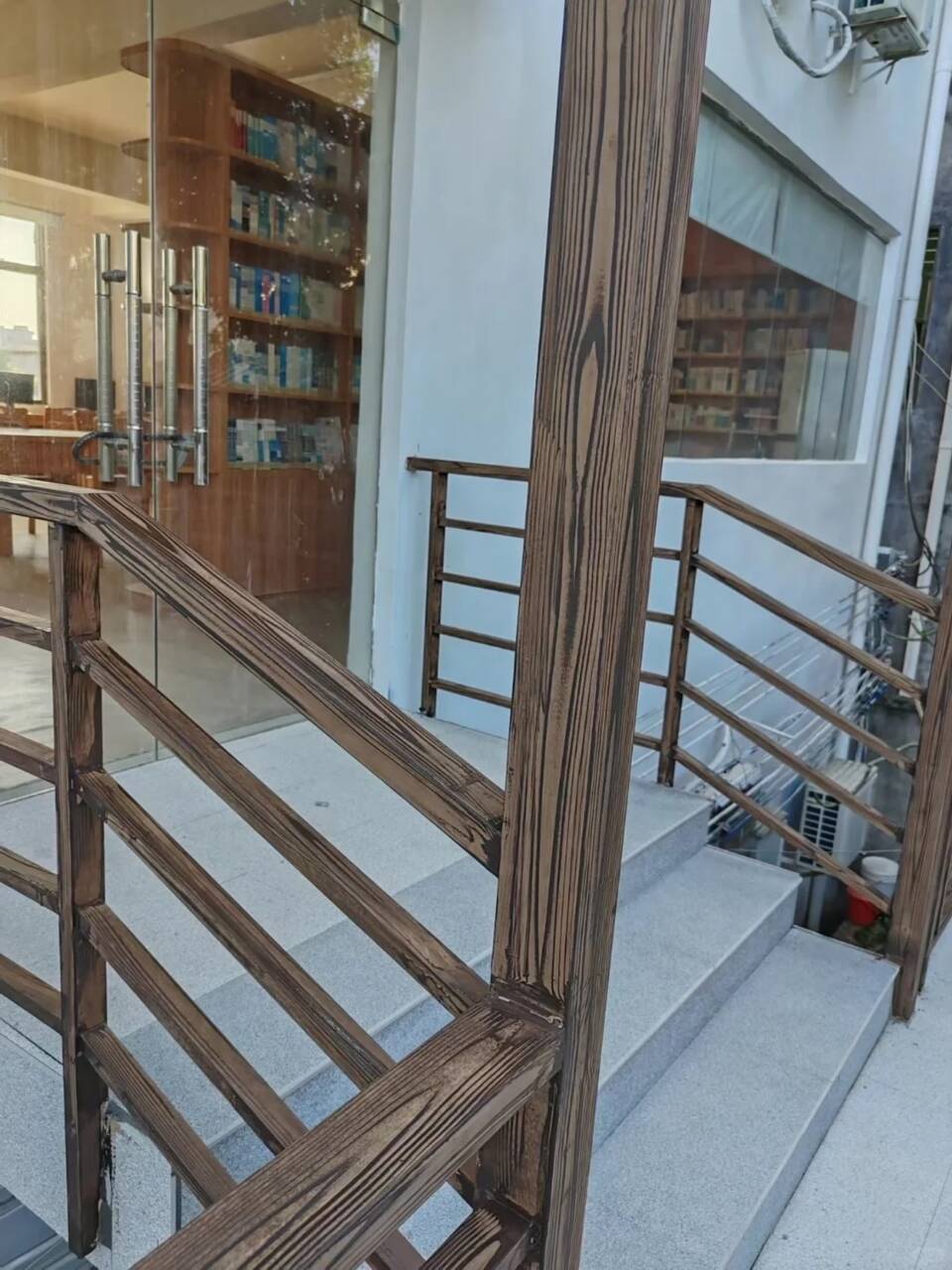 栈道护栏木纹漆施工厂家#钢结构金属面#凉亭花架#仿古建筑